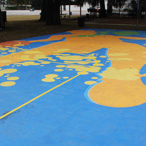 photo of Adrenaline basketball court mural
