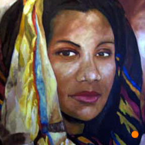 photo of woman in head wrap acrylic painting