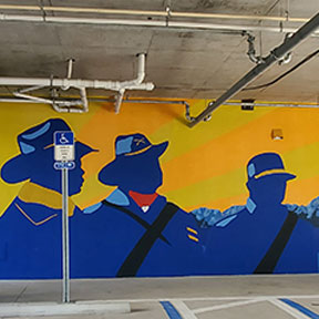 photo of black union soldiers parking garage mural
