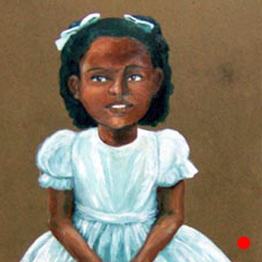 photo of girl in white dress painting