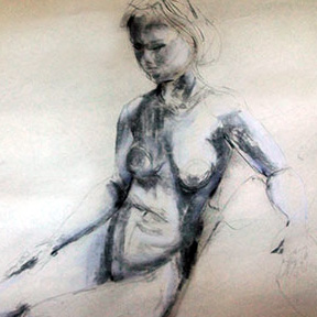 photo of nude model charcoal drawing