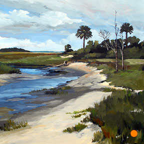 photo of Fort George Inlet beach acrylic painting
