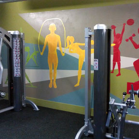 photo of athletes fitness center mural