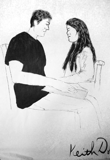 image of 2 people drawing