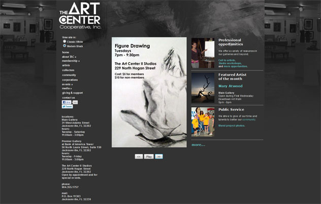 photo of The Art Center Cooperative, Jacksonville home page