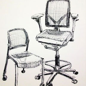 photo of pen and ink chairs drawing