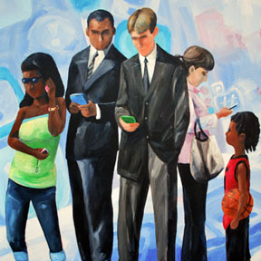photo of young people talking on smartphones