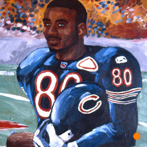 photo of Chicago Bears player acrylic painting