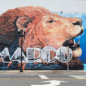 photo of lion head mural