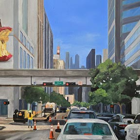 photo of downtown Montreal Canada city acrylic painting